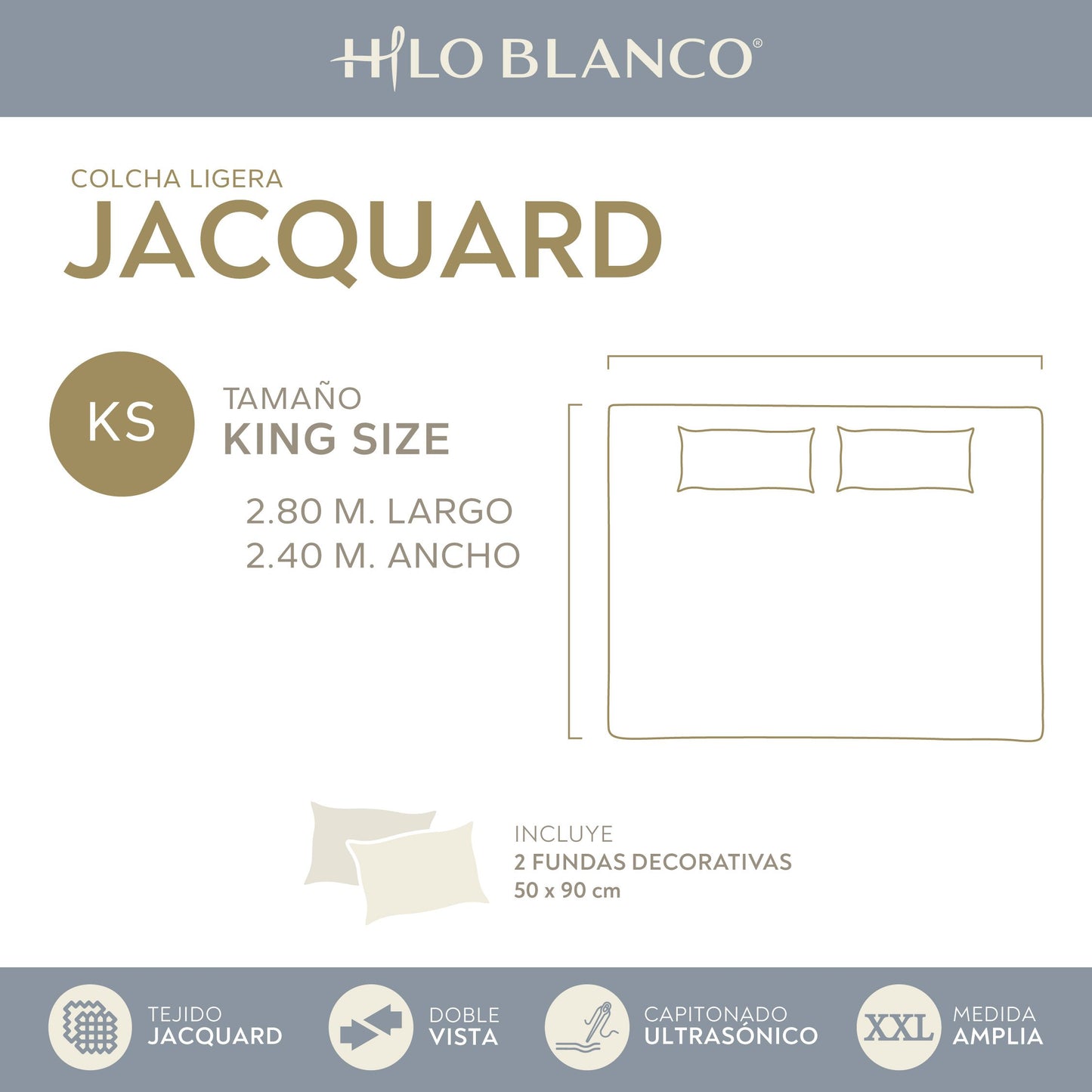 Edredón Jacquard MAR Doble Vista, Matrimonial y King Size