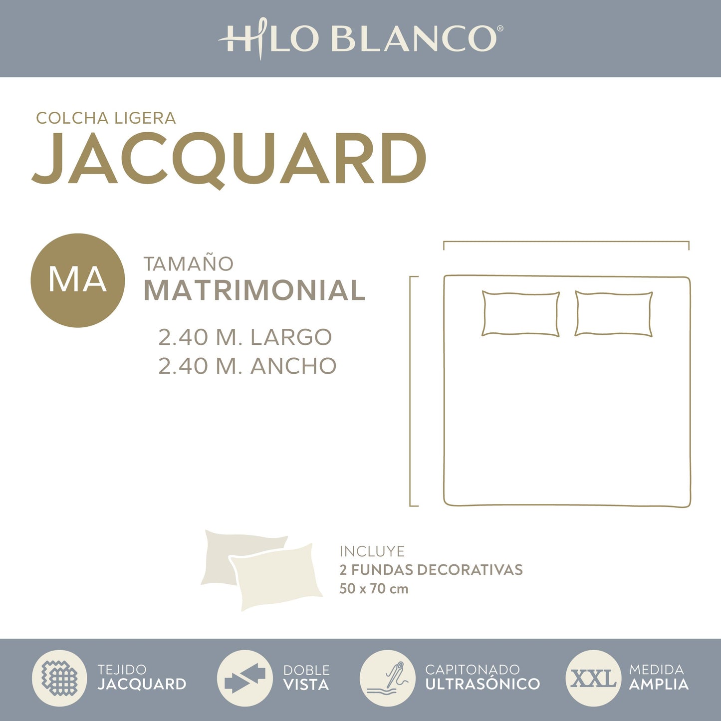 Edredón Jacquard MAR Doble Vista, Matrimonial y King Size