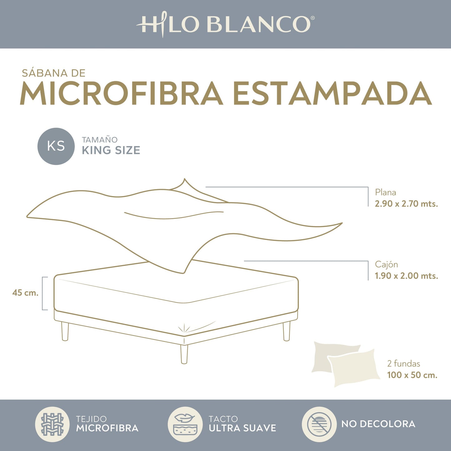 Sábana Estampada Narciso Microfibra Con 2 Fundas Decorativas Matrimonial y King Size