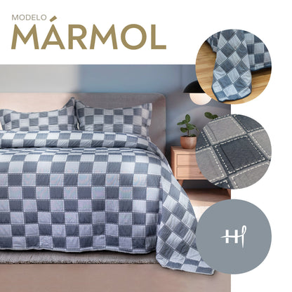 Edredón Jacquard MARMOL Doble Vista, Matrimonial y King Size